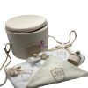 Set Botez Trusou, Cufar si Lumanare Catifea Matei, Alb-Beige - imagine 5