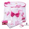 Set Botez Trusou si Lumanare Lebada, 10 piese, Roz - imagine 3