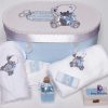 Set Botez Trusou si Lumanare Ursulet, 10 piese, Alb-Blue - imagine 4