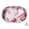 Set Botez Trusou si Lumanare Carou Simplu, 10 piese, Rosu Crem Alb - imagine 2
