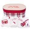 Set Botez Trusou si Lumanare Carou Simplu, 10 piese, Rosu Crem Alb - imagine 4