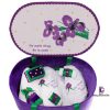 Set Botez Trusou si Lumanare Floare, 10 piese, Mov - imagine 3