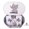 Set Botez Trusou si Lumanare Micul Elefant, 10 piese, Gri - imagine 3
