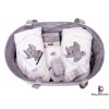 Set Botez Trusou si Lumanare Micul Elefant, 10 piese, Gri - imagine 4