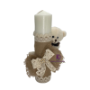 Set Botez Trusou Cufar Lumanare Urs, Alb-Beige - imagine 3