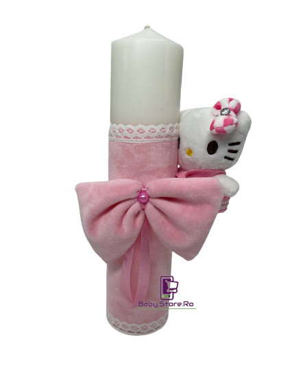 Lumanare Botez Hello Kitty roz